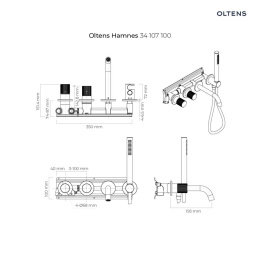 Oltens Hamnes bateria wannowo - prysznicowa podtynkowa 4 otworowa kompletna chrom 34107100