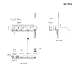 Oltens Molle bateria wannowo-prysznicowa podtynkowa 4 otworowa chrom