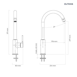 Oltens Skafta bateria kuchenna stojąca chrom 35206100